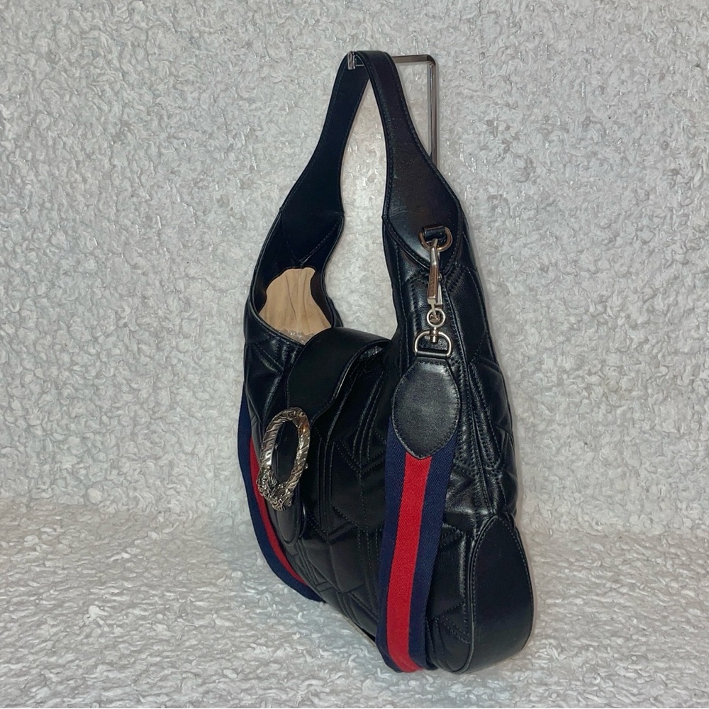 Gucci Dionysus Quilted Matelasse Leather Medium Hobo Shoulder Bag Black 446687 - Picture 8 of 17